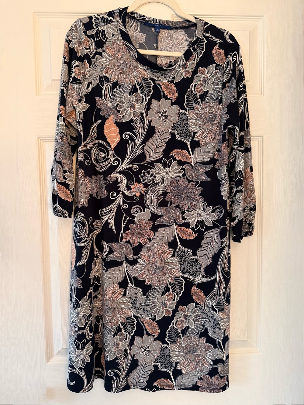 Apt. 9 Navy Floral Tunic with Pink & Cream Accents